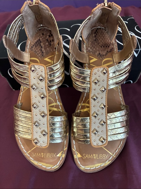 Sam & Libby Shoes - Sam & Libby Gold Studded Strappy Women's Sandals